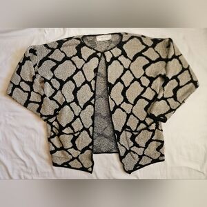 French Rags Womens Beige And Black Heavyweight Long Sleeve Cardigan Size Large 2
